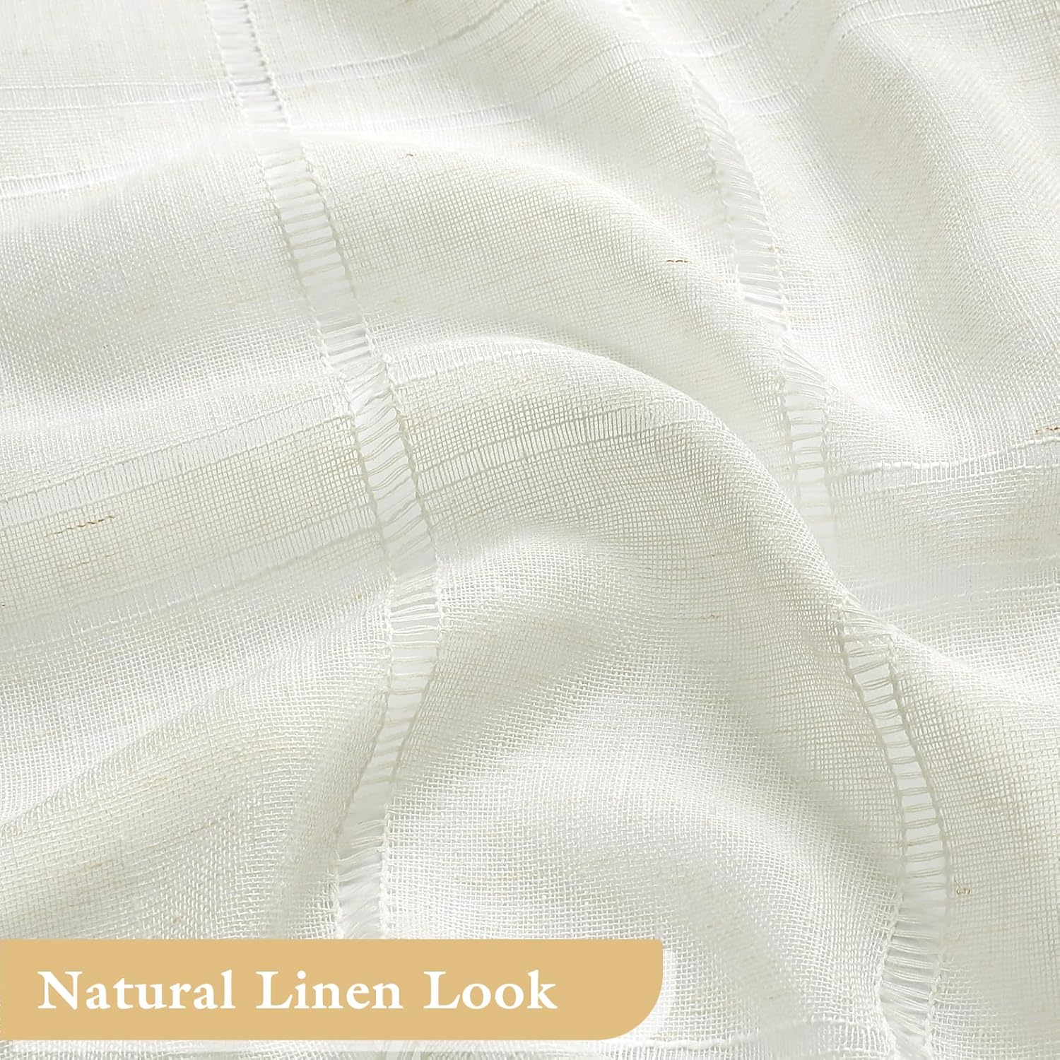 Linen Boho Farmhouse Shower Curtain Set with Tassel, Modern Bohemian French Country Chic Bathroom Shower Curtain Set with PEVA Liner, Cotton Luxury Fabric Shower Curtain,72x72 - White