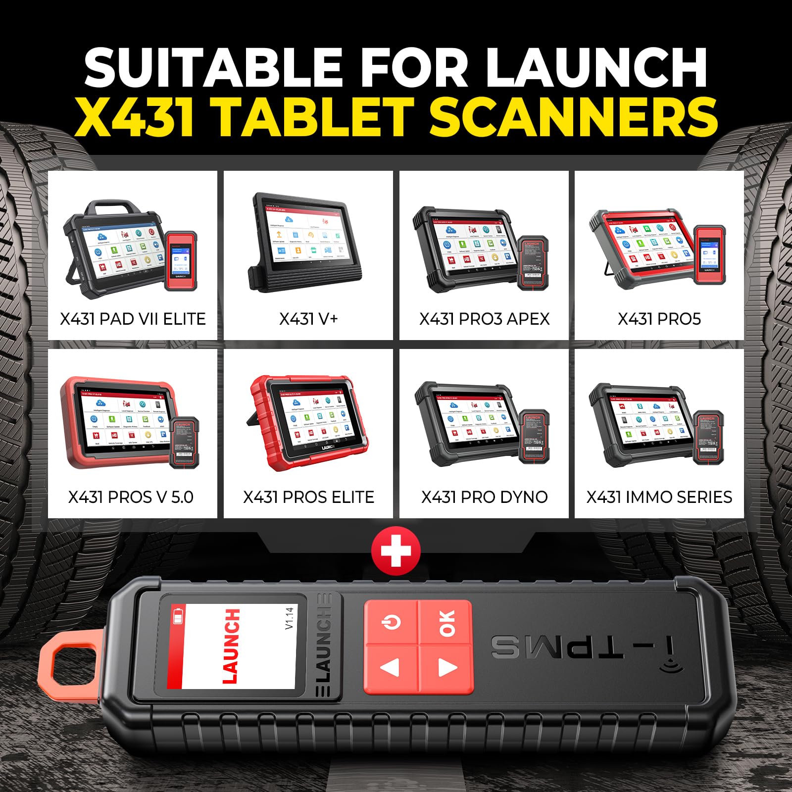 LAUNCH X431 i-TPMS Sensores de Presión de Neumáticos, Activar/Nuevo Aprender/Programar Detector de Presión de Neumáticos, Herramienta de Diagnóstico de TPMS Funciona con X431 V+/Pros V/Pad VII