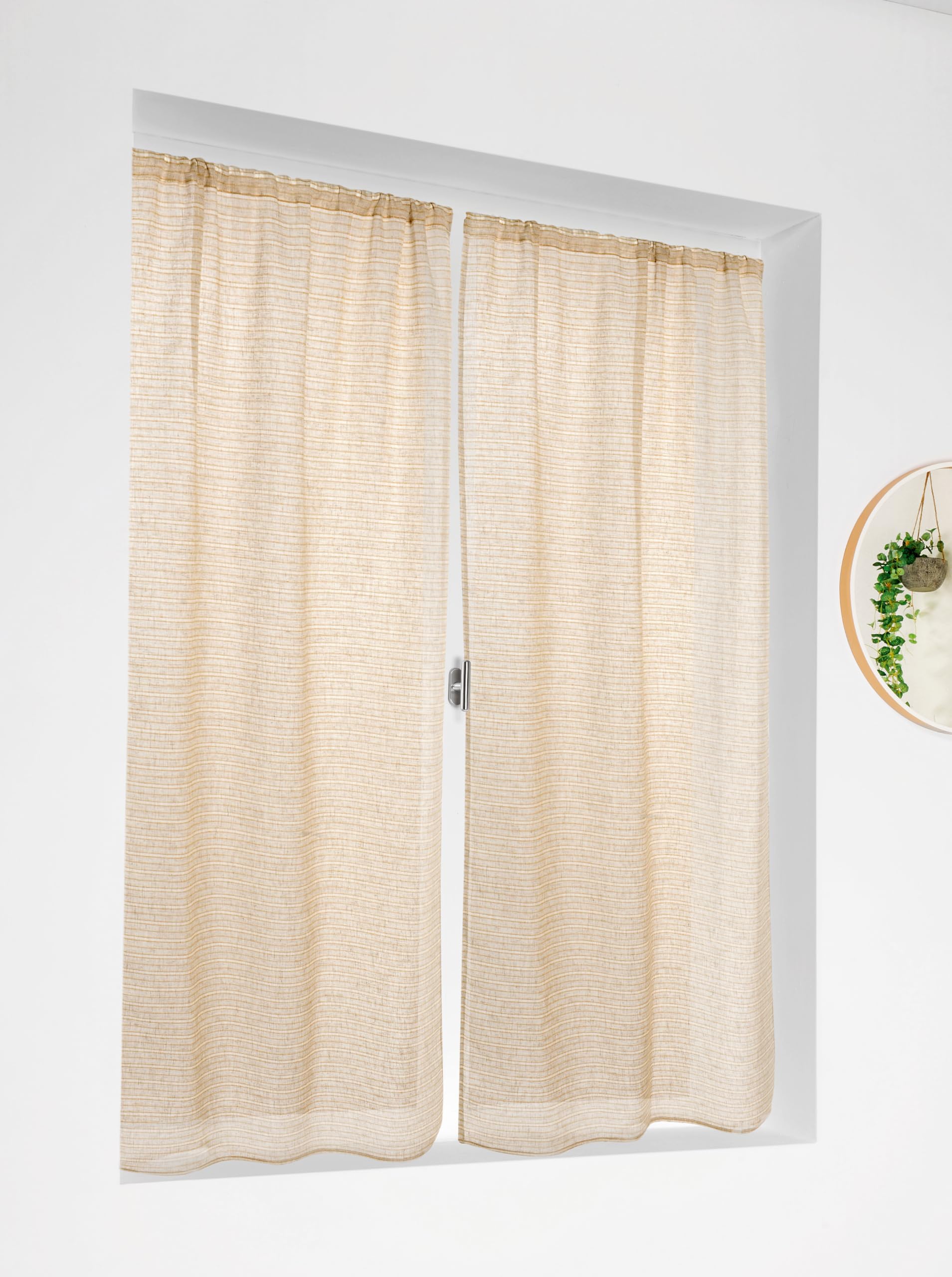 Linder Pair of Marcel Yellow and White Linen Glazing 55 x 120 cm