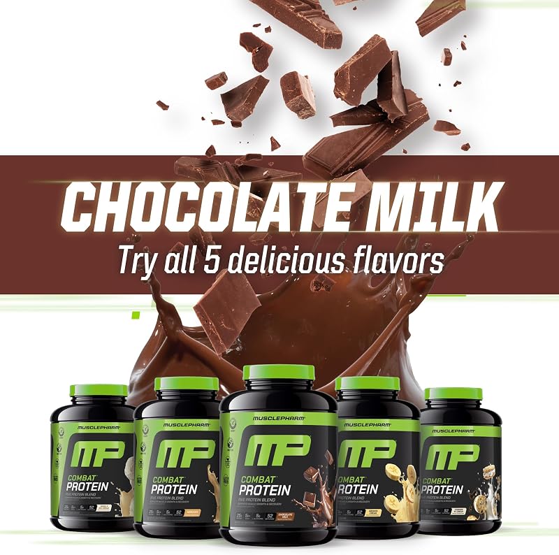MusclePharm Combat Protein Powder, Chocolate Milk Flavor, Fuels Muscles for Productive Workouts, 5 Protein Sources including Whey Protein Isolate & Egg Albumin, Gluten Free, 4.2 lb, 52 Servings image 7