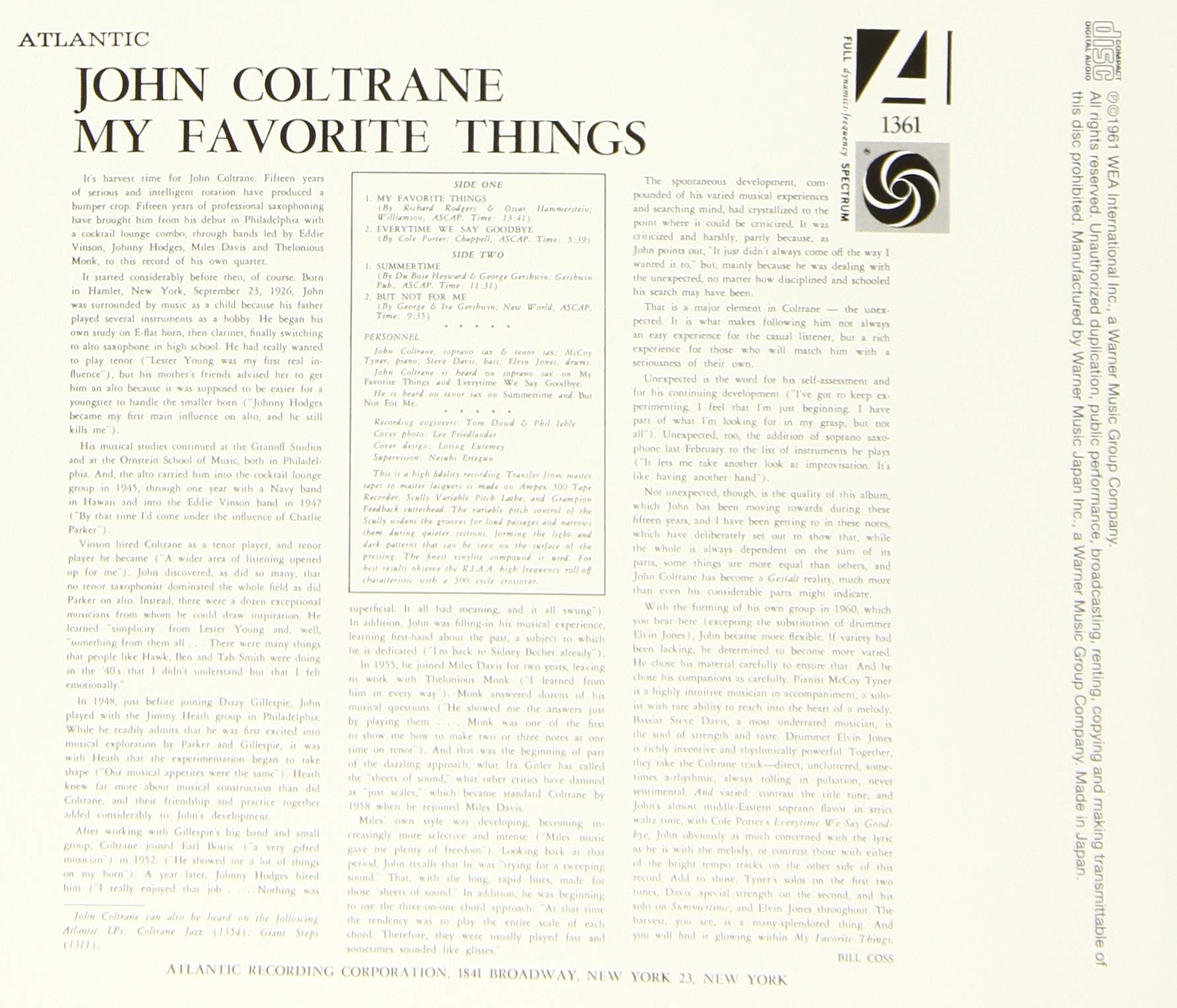 My Favorite Things-Mono Version (Japanese UHQCD x MQA Pressing)