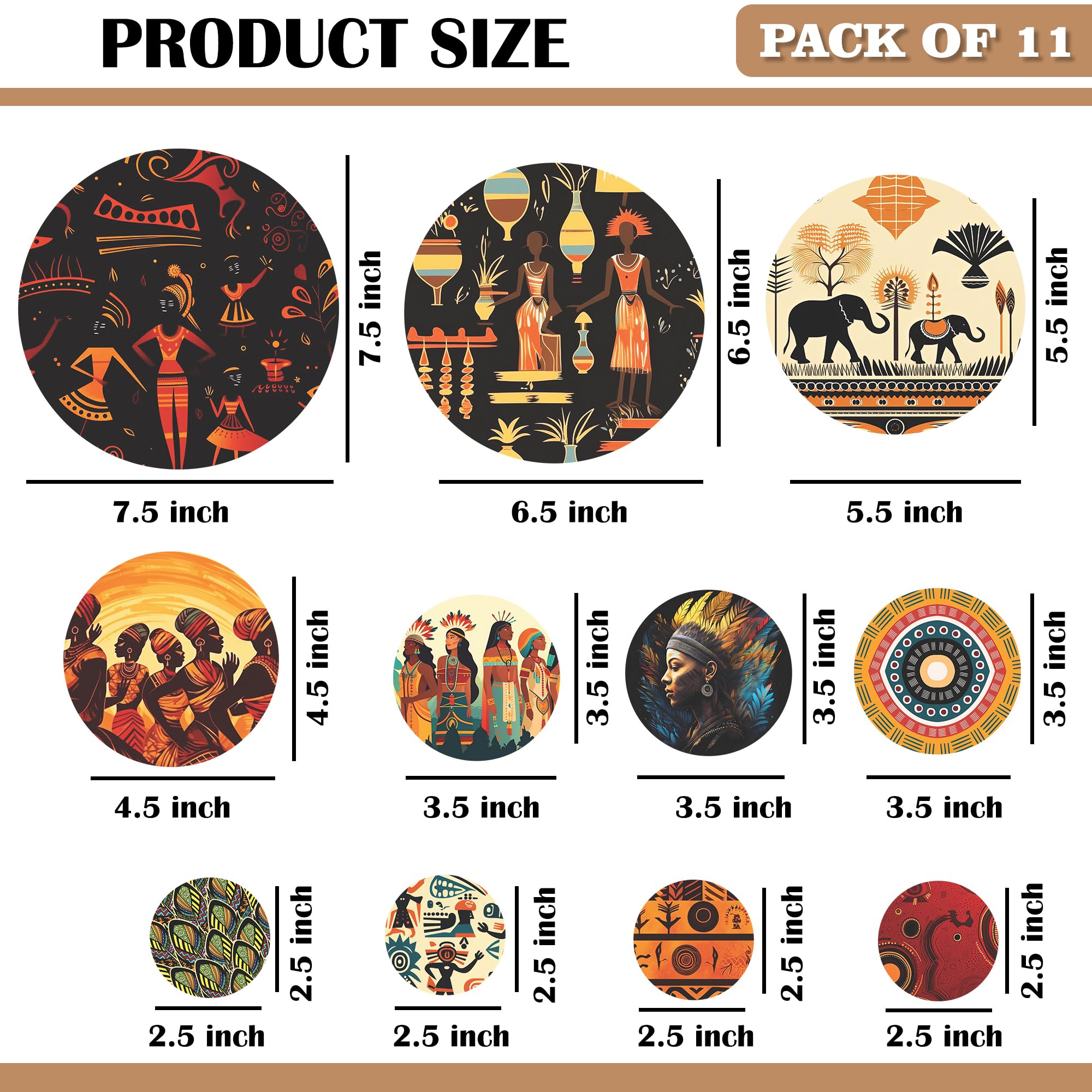 Rousrie Wooden Wall Hanging For Home Décor, Living Room, Bedroom, Office, Motivational Art Patterns, Pack of 11 (Rajasthani) 3