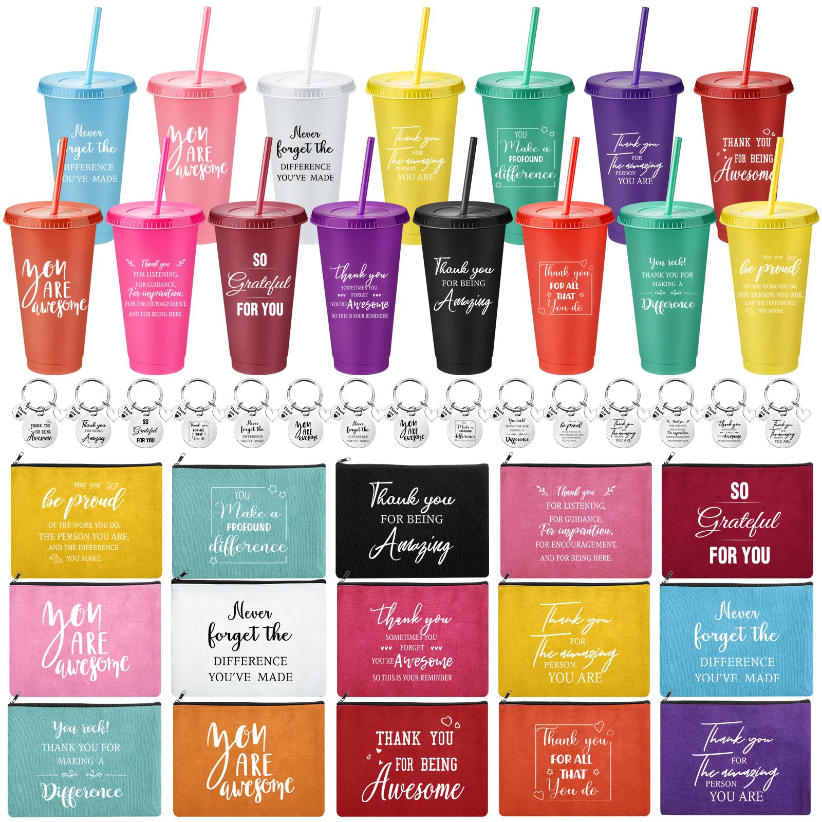 Pickmesh 24 Pcs Thank You Tumbler Cups - 13.5 Oz Reusable Plastic Cups With Lid & Straw, Appreciation Gifts For Coworkers, Teachers, Nurses - View #10