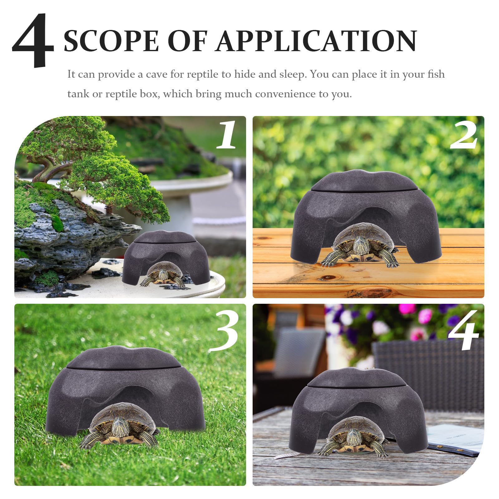 Cachette Humidifiant en Céramique Reptiles et Abri Plastique pour Décoration Naturel pour et Tortue Terrarium pour Aquarium et Habitat