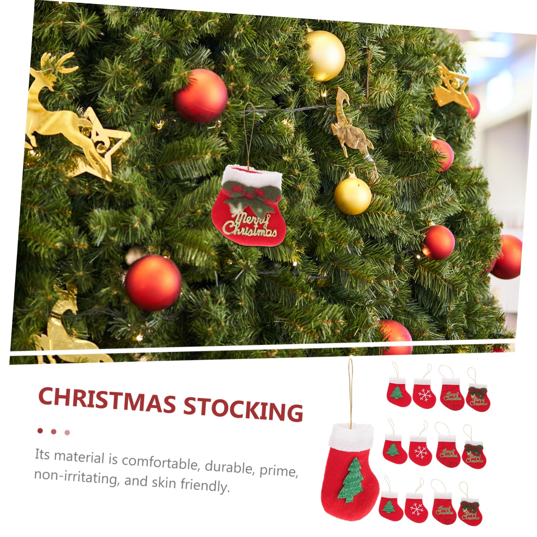 Cabilock 4 Sätze Weihnachtsstrumpf Ornamente Baumdekoration Mini Weihnachtsstrumpf Weihnachtsstrümpfe Fee Hortensienlichter Weihnachtsstrümpfe Weihnachtsspielzeug 16 Stück * 4