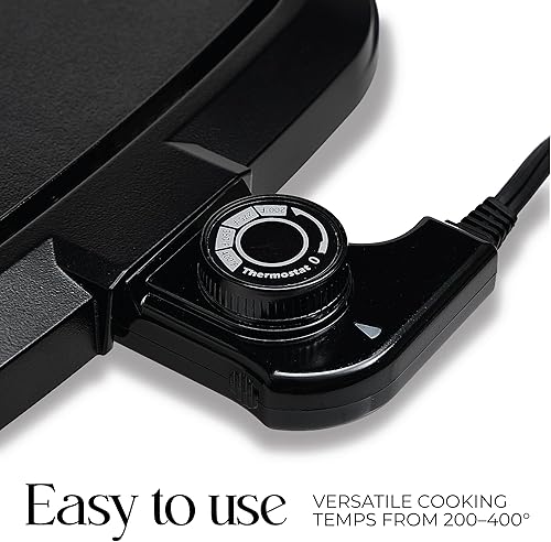 Miniatura 5 de COOK WITH COLOR Plancha eléctrica de 1200 W, superficie antiadherente para panqueques, hamburguesas, huevos y más, control de temperatura extraíble,