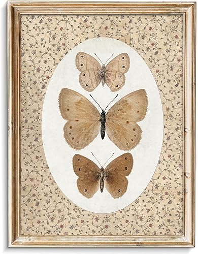 uniro Lienzo decorativo de pared con diseño de mariposa vintage, estante de baño, ilustración de mariposa, decoración de habitación, impresiones en