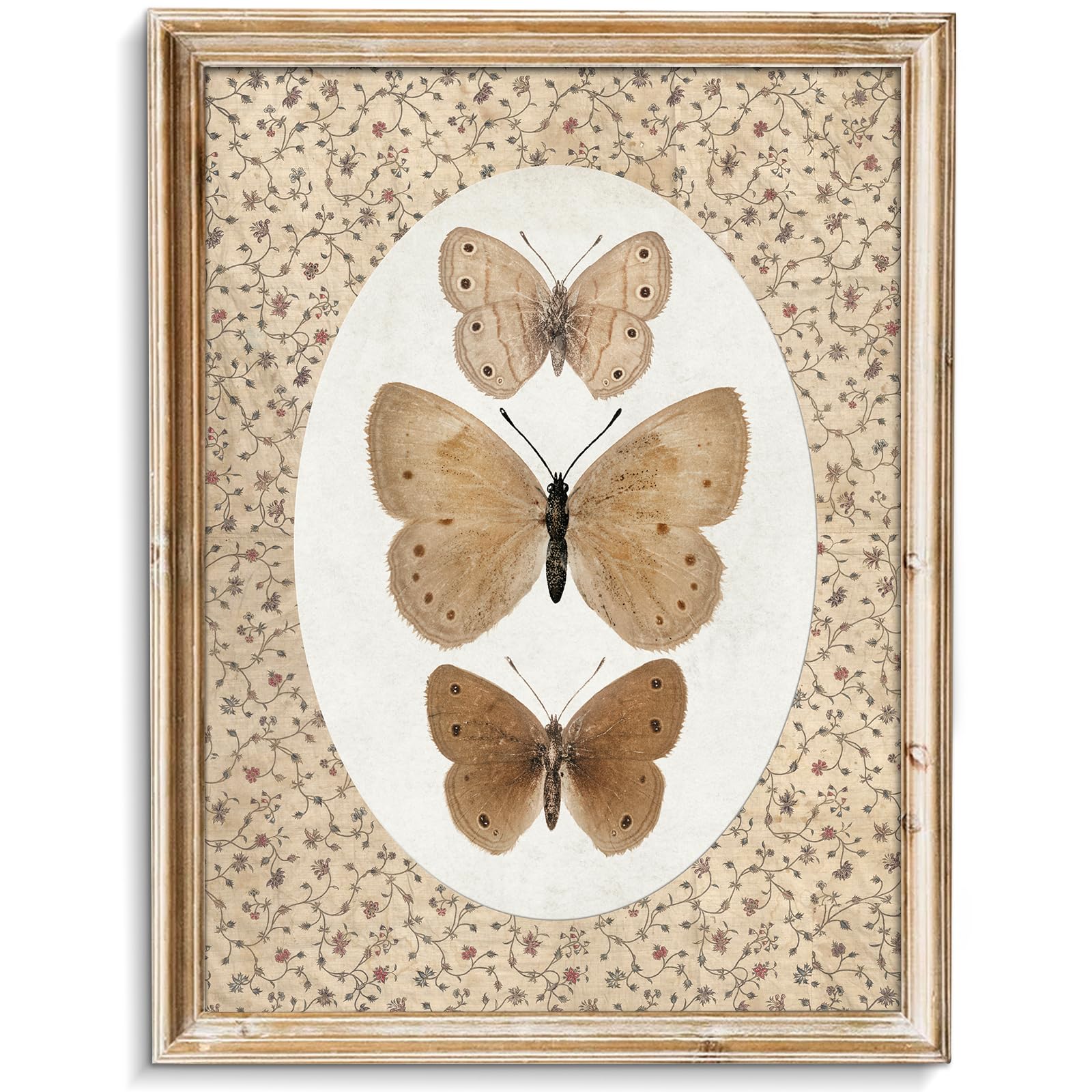 uniro Vintage Butterfly Canvas Wall Art, Bedroom Bathroom Shelf Retro Butterfly Illustration Room Decor, Canvas Prints, Posters Wall Decor Antique Paintings Home Farmhouse Wall Decor