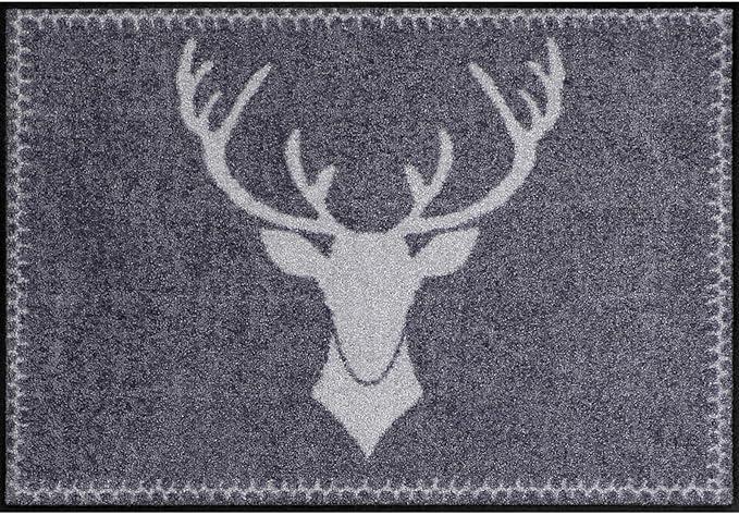 Salonloewe Fußmatte waschbar Motiv Hirsch Franz anthrazit 50 x 75 cm Eingangs-Tür-Matte außen Landhaus-Stil Fussabtreter Flur Salonloewe Fußmatte waschbar Motiv Hirsch Franz anthrazit 50 x 75 cm Eingangs-Tür-Matte außen Landhaus-Stil Fussabtreter Flur