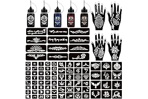 Temporary Tattoo Kits 5 Inks 102 Stencils, Henna Tattoo Kit for Kids
