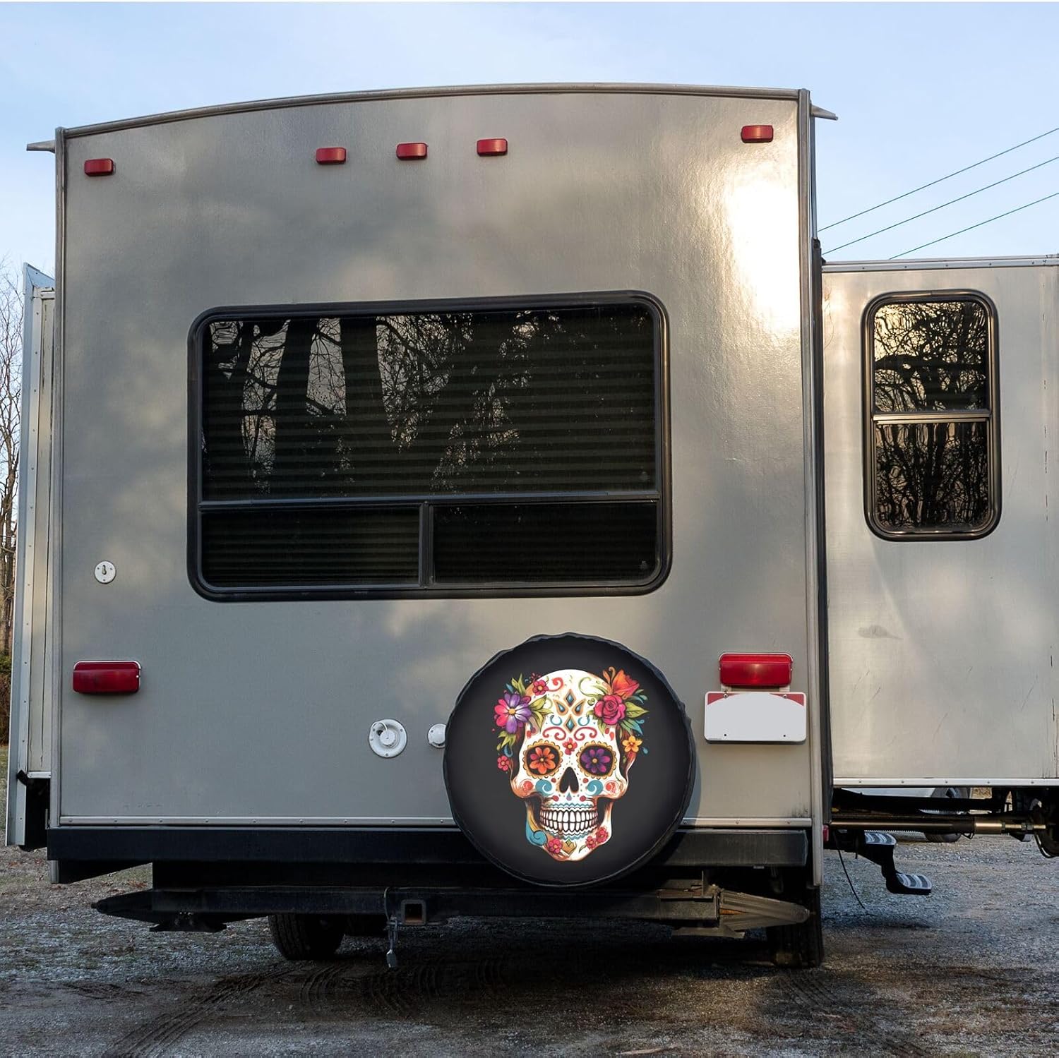 Dujiea Sugar Skull Spare Tire Cover, Universal Wheel Tire Cover, Dust-Proof Tire Protectors for Trailer Rv Van SUV Truck Camper and Many Vehicle 14 15 16 17 Inch