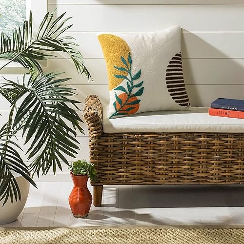 Miniatura 7 de Pyonic Fundas de almohada bohemias decorativas abstractas de 18 x 18 pulgadas, almohadas decorativas de hojas verdes de verano para sofá, cama, sofá