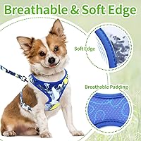 Vista 3 de Juego de arnés y correa para perro, chaleco ajustable a prueba de escape, arnés acolchado suave reflectante para perros pequeños