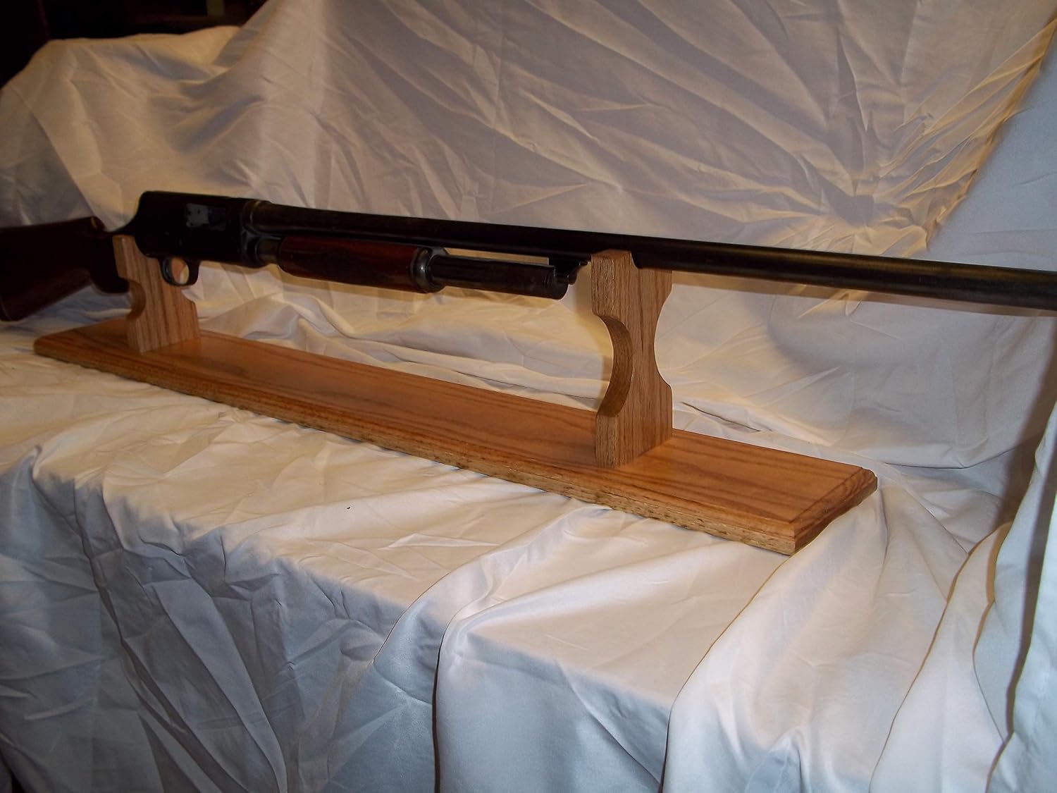 Handmade Beauty Mantle Style Gun Display Rack for Single Barrel Shotgun~ Golden Oak