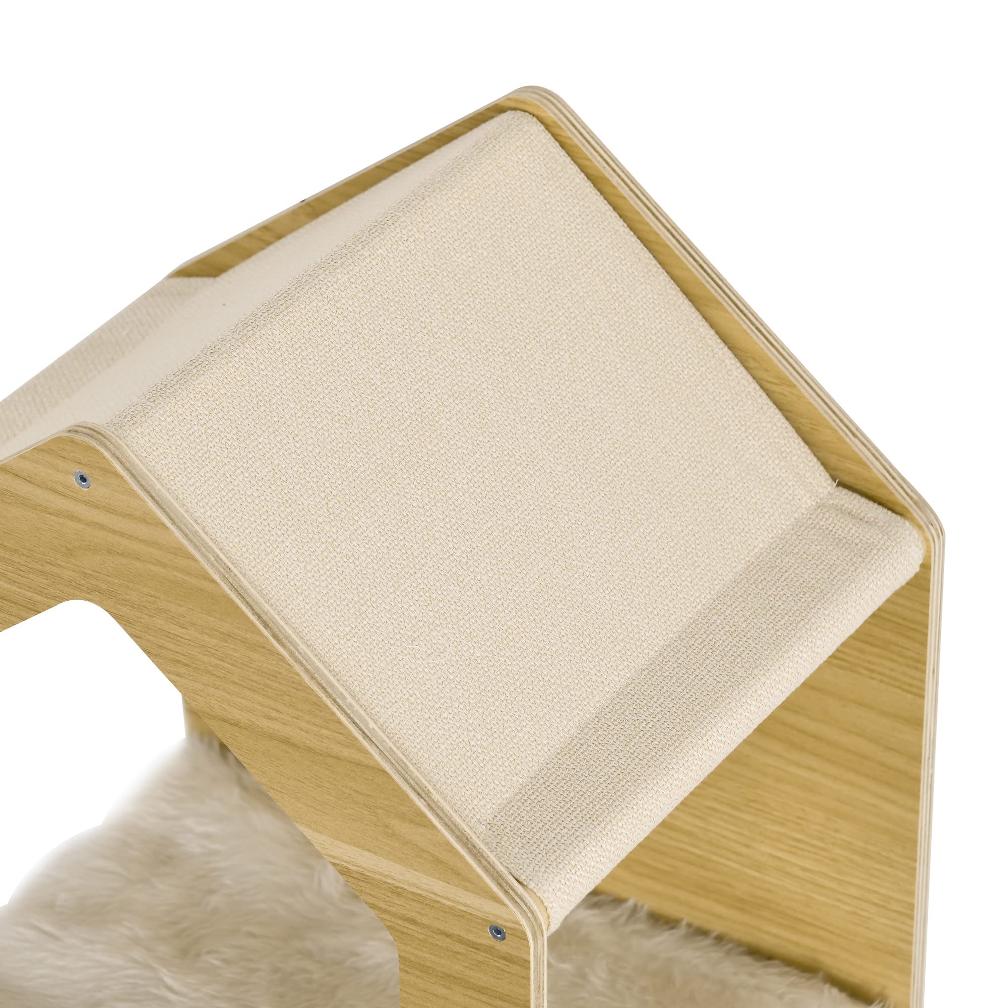 PawHut Estantes para Gatos de Pared 3 Piezas con Caseta y Hamaca Roble | Juego de Estantes Escalada para Gatos, Plataformas, Poste de Sisal