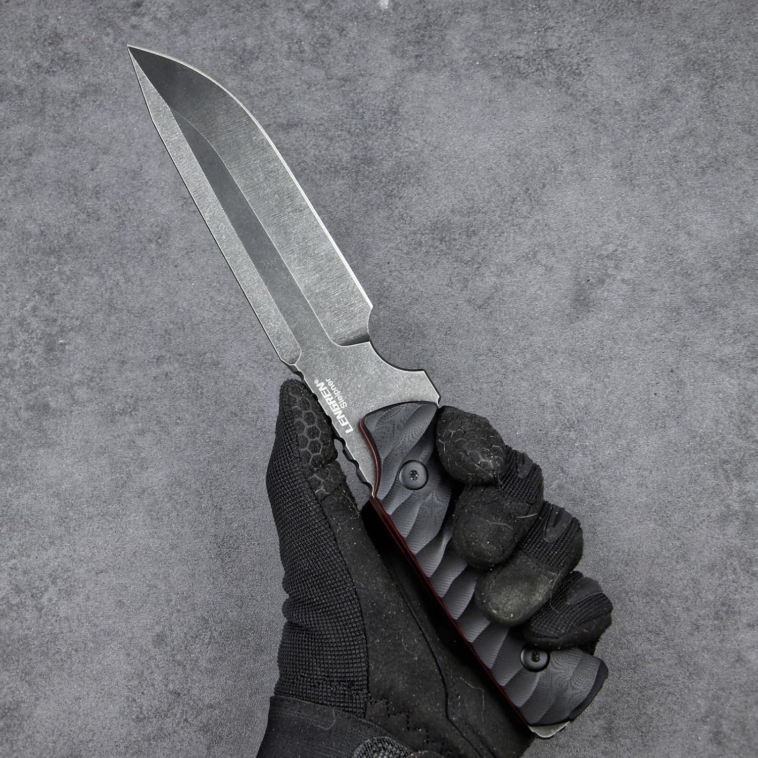 LENGREN【Ice Breaker】 10.8 Inches 6.2MM THK Full Tang Heavy Fixed Blade Hand Drawn Wire Tactical Knife Kydex Sheath and Magnesium Rod for Camping Hiking Hunting