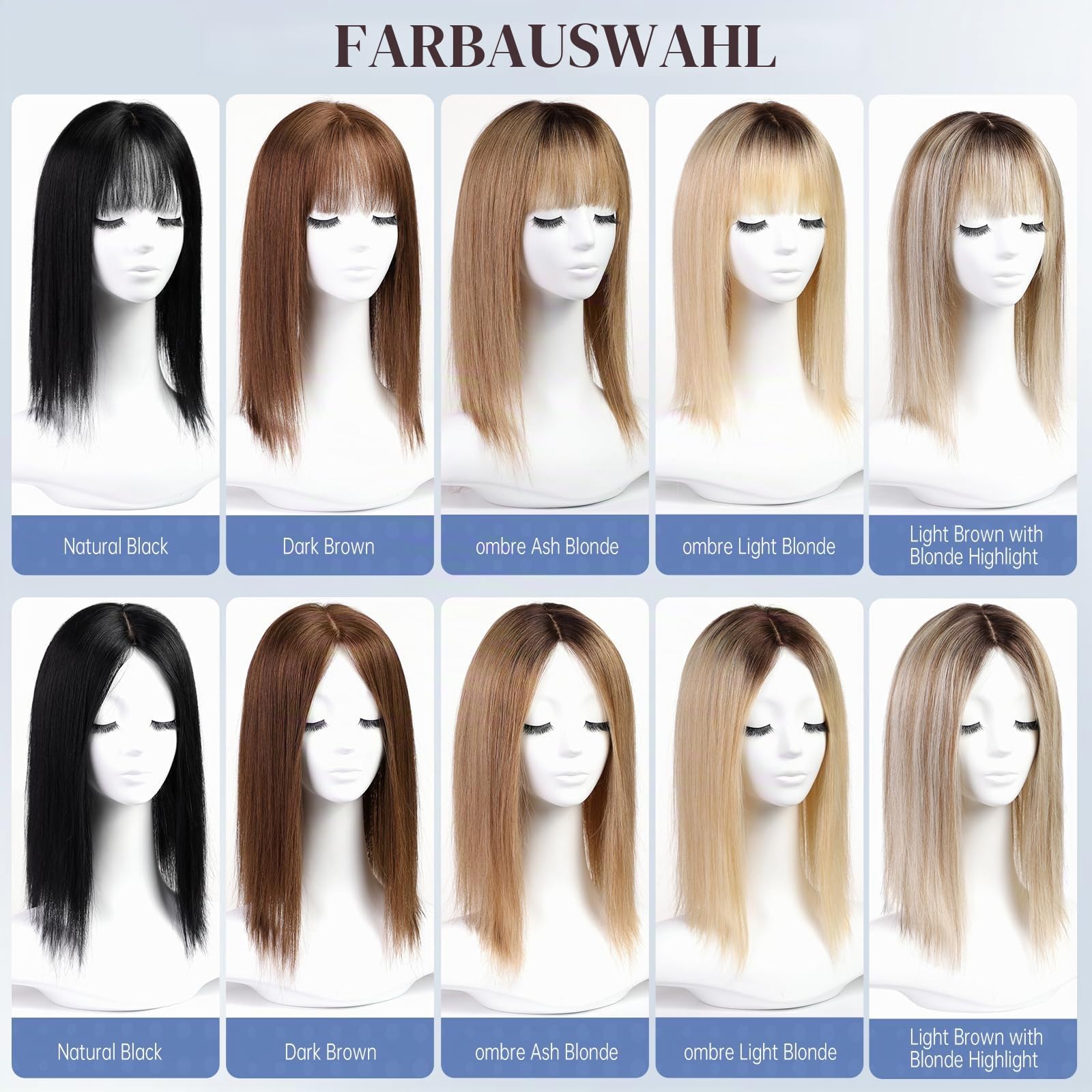 HAIRCUBE 16 Zoll Haarteile für Frauen aus echtem menschlichem Haar, 7 * 8 Zoll große Basis, ohne Pony, Haarteile für Frauen bei Haarausfall oder dünnem Haar (Ombre Hellblond)