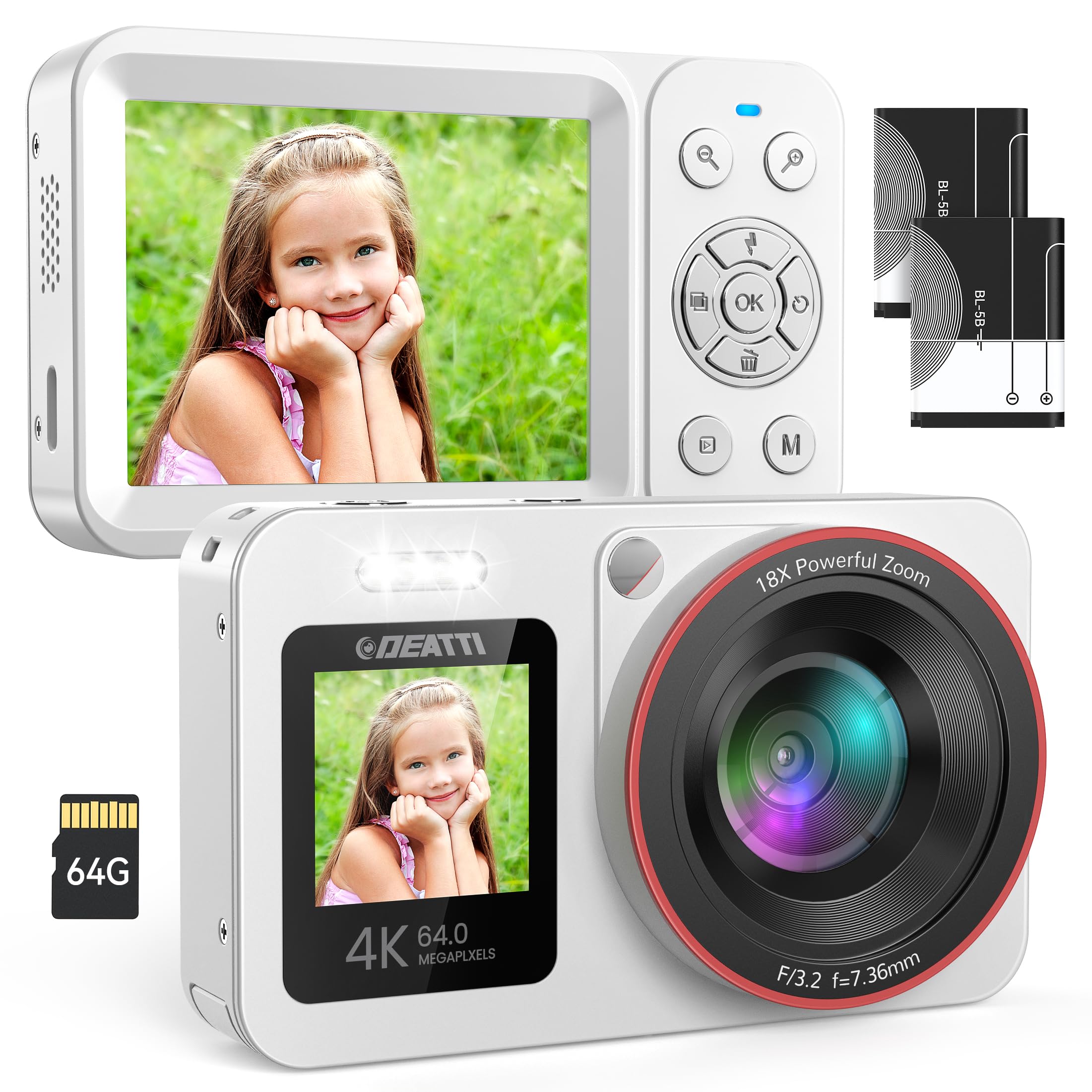 デジタルカメラ ds126391 Amazon.com : Deatti Digital Camera FHD 4K with Dual Screen 64GB SD