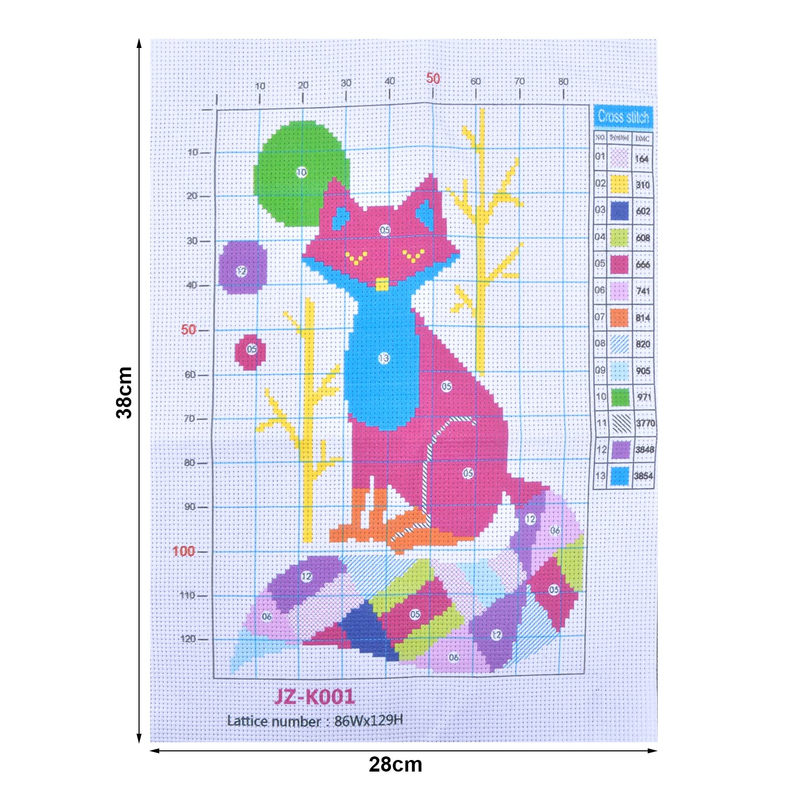 suchkawe Cross Stitch Kits, DIY Needlework Kits 11CT Stamped Cross Stitch Kit for Beginners Adults Kids Home Bedroom Decoration, Embroidery Kit Colourful Fox (28X38cm) - Image 2