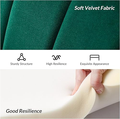 Miniatura 6 de HULALA HOME Sofá biplaza de terciopelo con respaldo en forma de flor, moderno sofá de 2 plazas para sala de estar y dormitorio, cómodo sofá biplaza