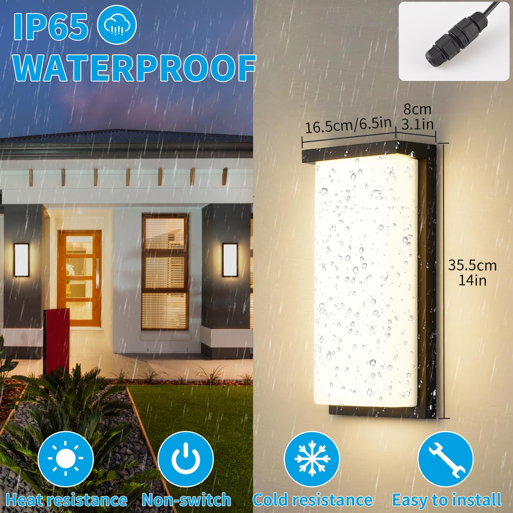 LED Wandleuchte Aussen Innen 32W,Außenleuchte Aussenlampe Wand IP65 wasserdichte,Aluminium Modern Außenwandleuchte 3000K Warmweiß Aussenleuchte,Wandlampe Außen für Terrasse Eingang Garten Balkon Flur