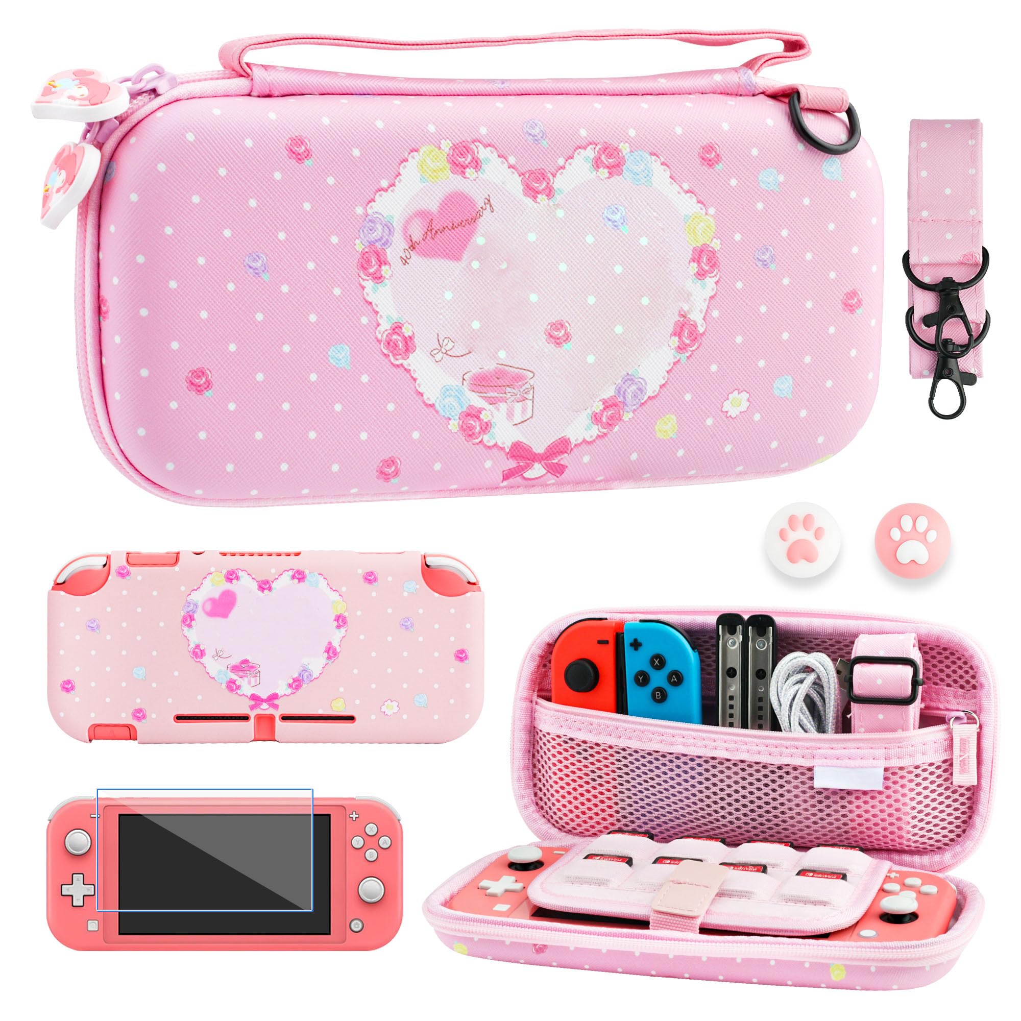 Amazon.com: FUNDIARY Pink Carrying Case for Nintendo Switch Lite
