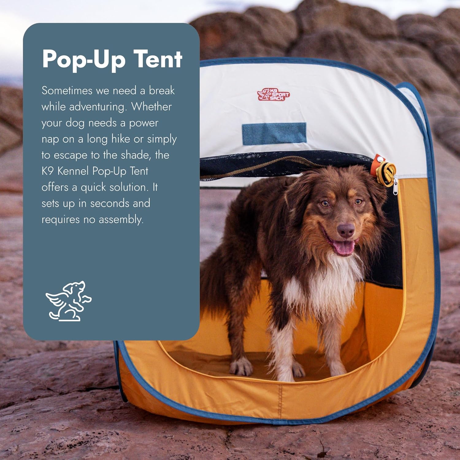 K9 Sport Sack K9 Kennel Portable Pop-Up Tent, Yellow - Large (30" L x 30" W x 30" H) - For Indoor & Outdoor Use + Travel - Includes Carry Bag & Four Stakes