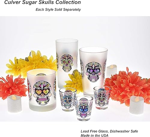 Miniatura 4 de Culver Azúcar Calaveras decoradas vasos de chupito 175-ounce Conjunto de 4