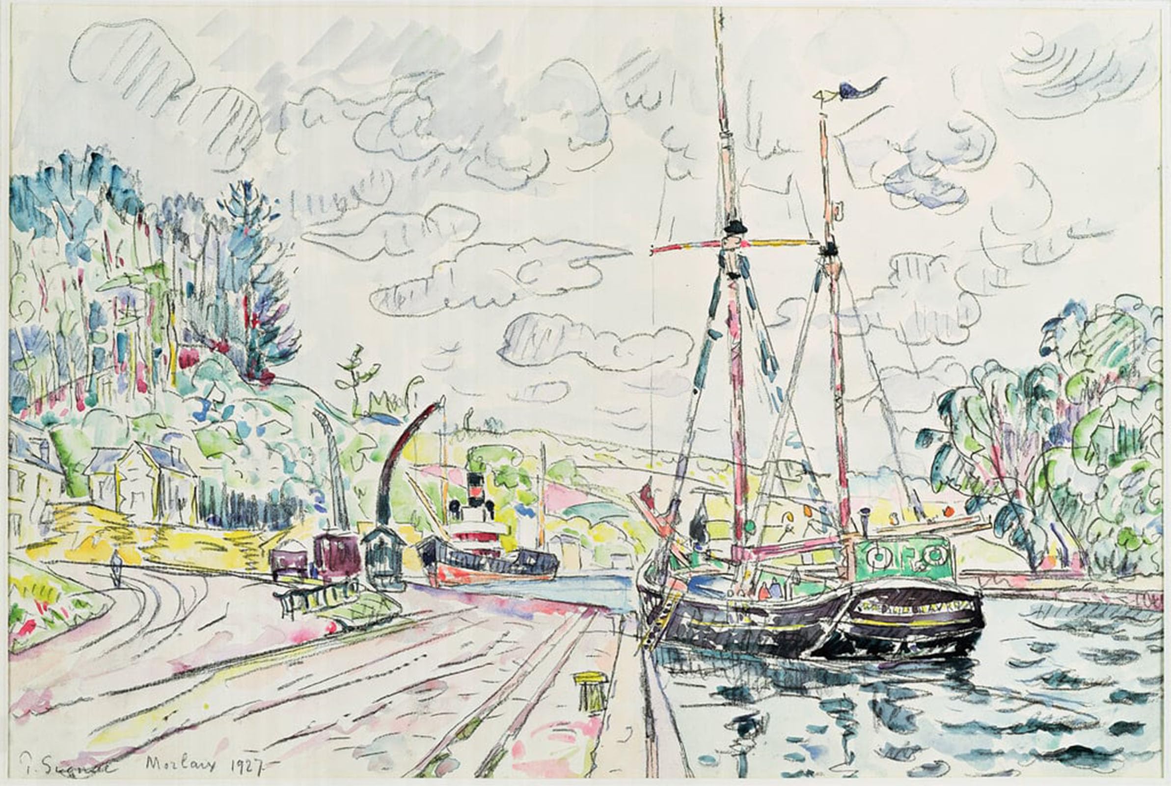 POSTERIIk Famous Modern Artwork Art Mural Morlaix by Paul Signac Oil Paintings Pictures for Home Decor 60x90cm