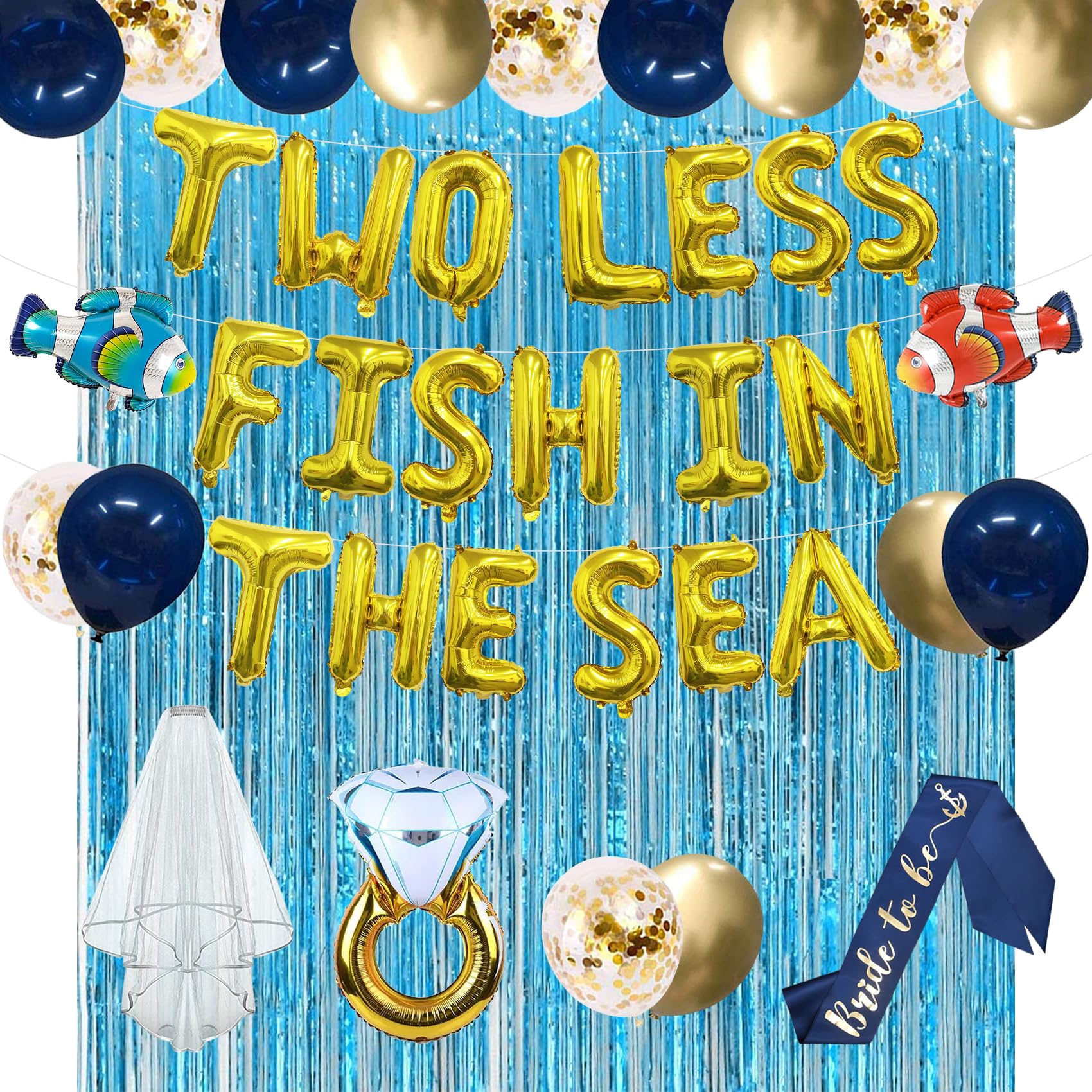 Two Less Fish In The Sea Nautical Bachelorette Party Decorations Favors Beach Wedding Banner Nautical Bridal Shower Decorations Bachelor Party Decorations Cruise Engagement Decorations Just Married