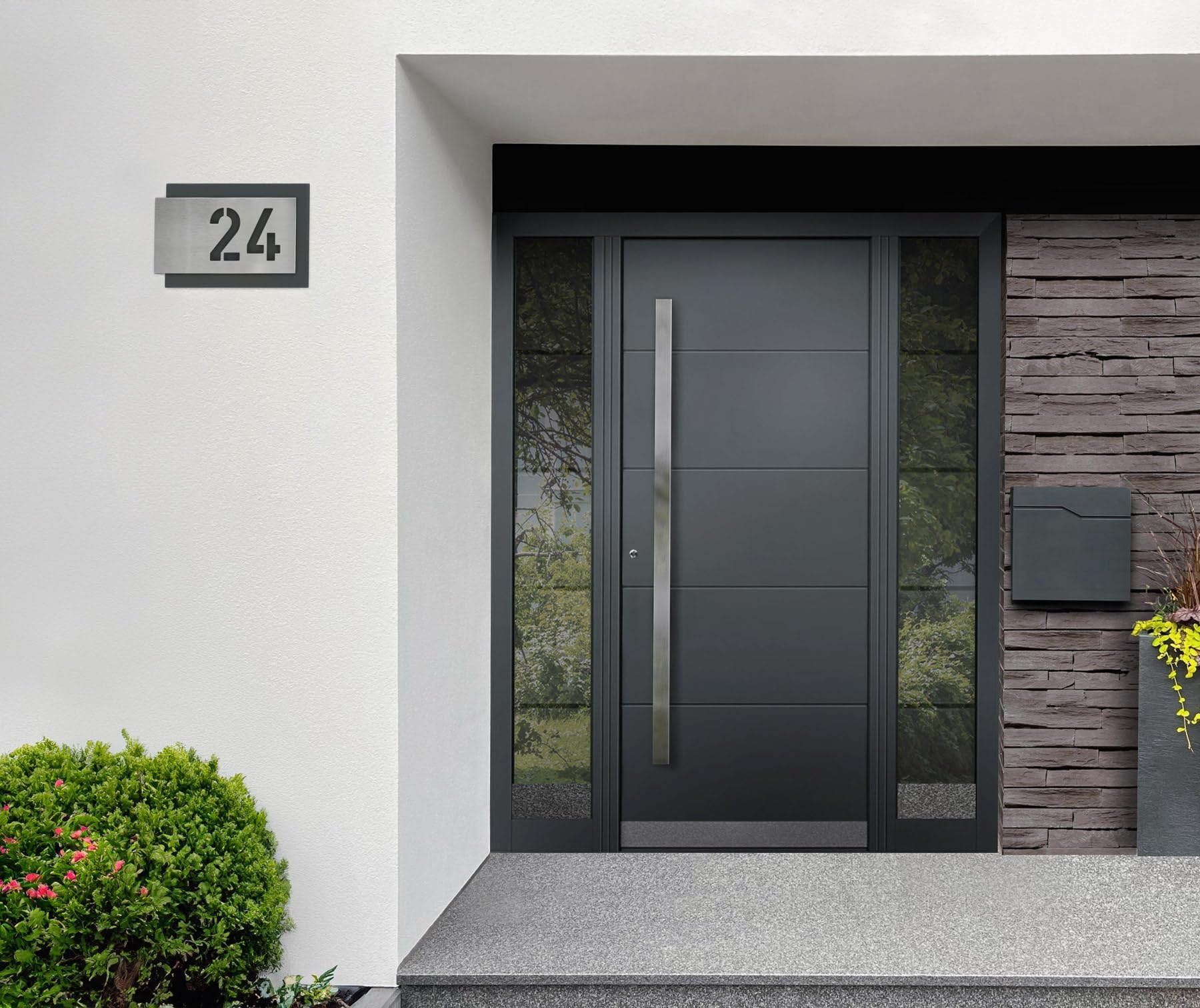 Metzler numero civico acciaio inox targa personalizzata antracite RAL7016 effetto 3D inciso laser resistente alle intemperie robusta targhetta casa esterna Made in Germany