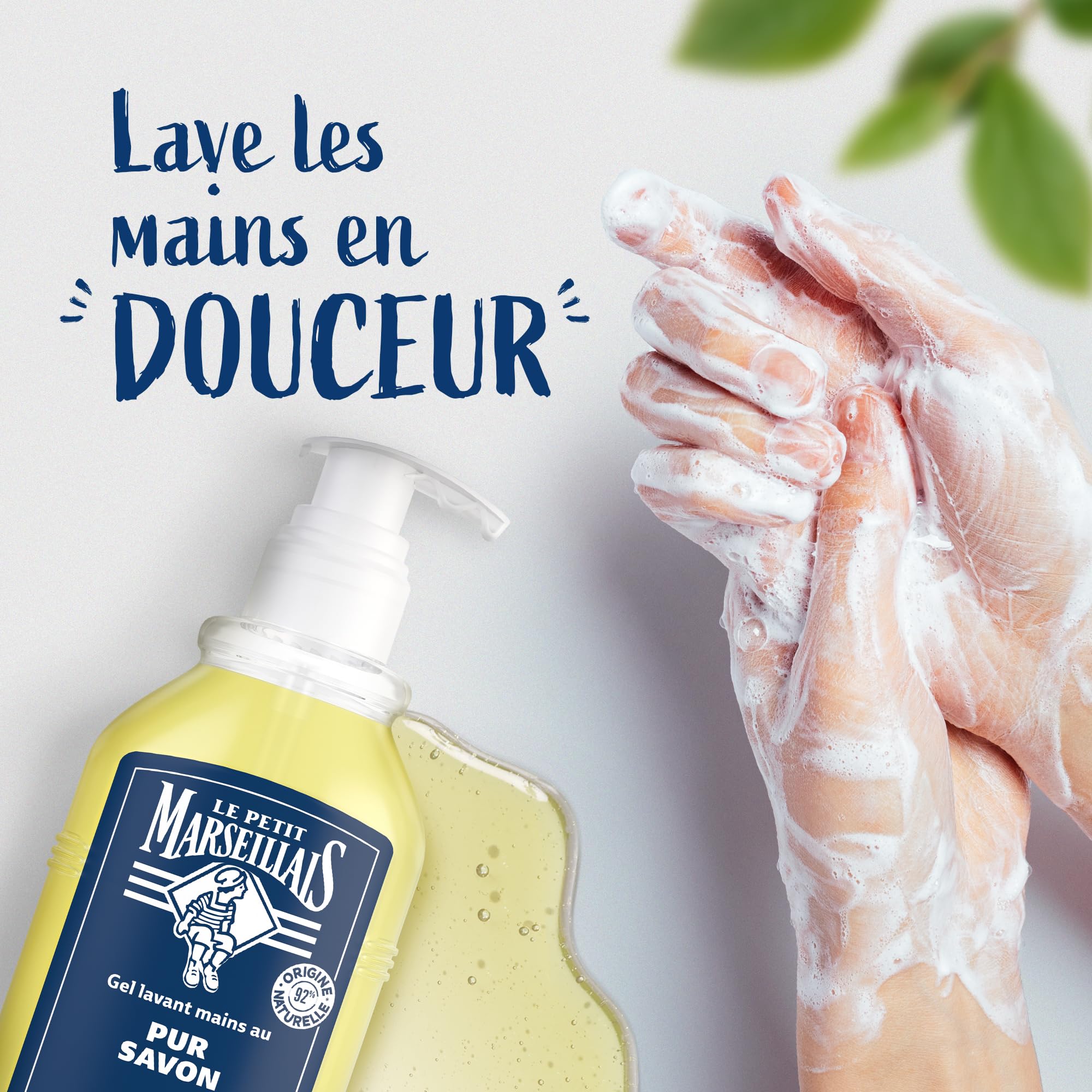Le Petit Marseillais – Gel Lavant Mains Pur Savon (flacon-pompe de 300 ml) – Savon liquide avec 92 % d'ingrédients d'origine naturelle – Savon mains au pH neutre pour la peau