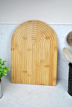 Bamboo Rainbow Presentation Board Wavy Decorative Cheese Serving Tray- 32X24 cm