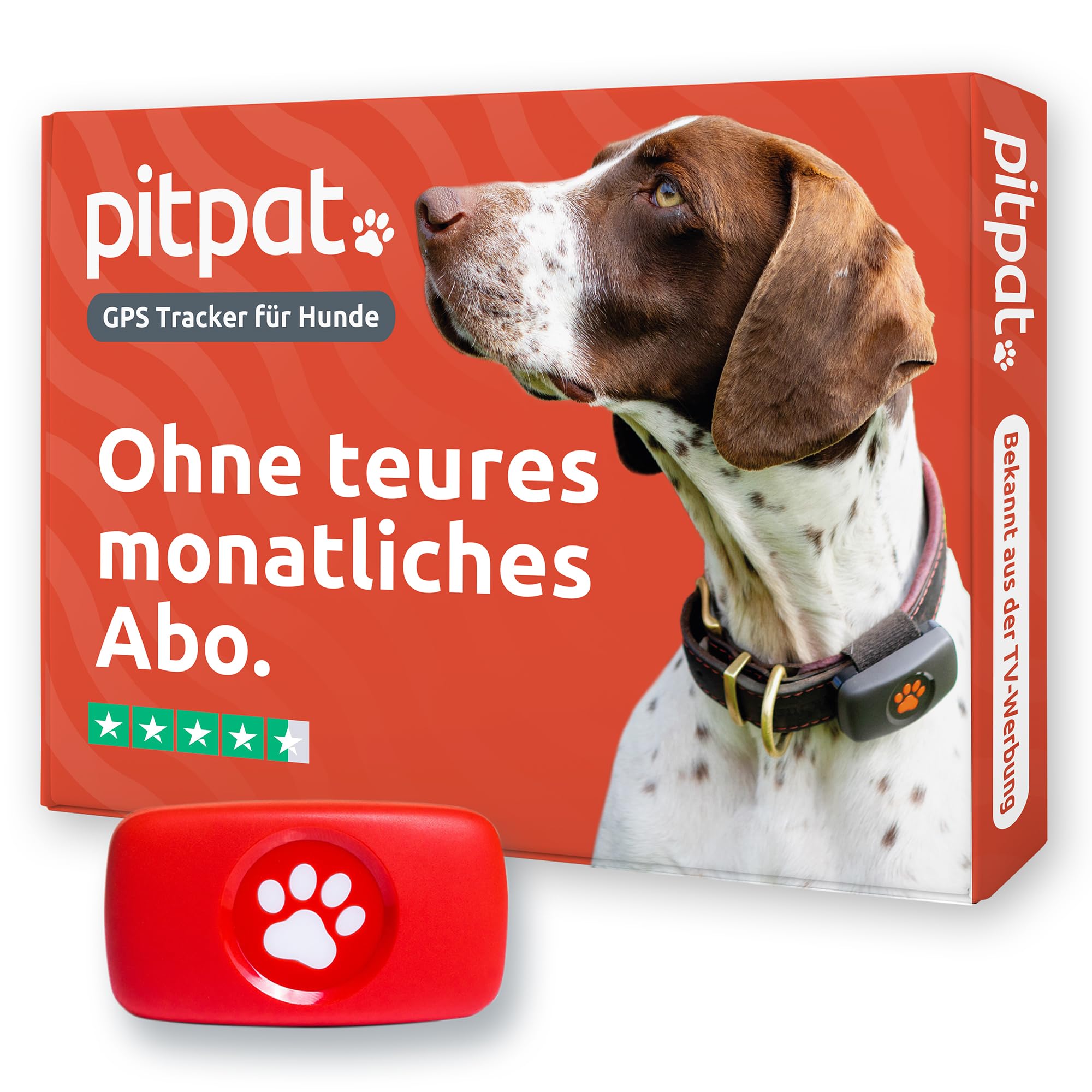 PitPat GPS-Tracker Doppelpack für 2 Hunde - Ohne Abo-Gebühren - Schwarz & Rot – Satelliten-Ortung mit unbegrenzter Reichweite – Echtzeit-Aktivitätstracker – Wasserdicht – Für alle Hunde & Halsbänder g