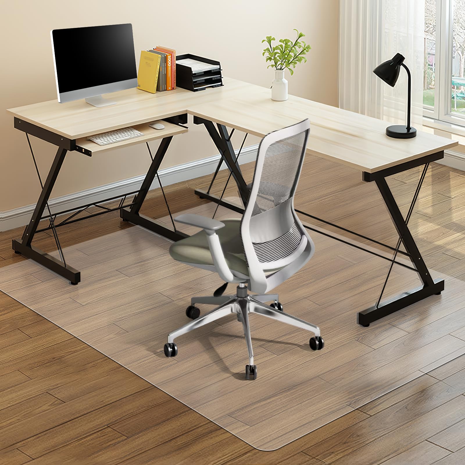 Vicwe Chair Mat for Hardwood Floor, 63" x 51" Chair Mat, Anti-Slip