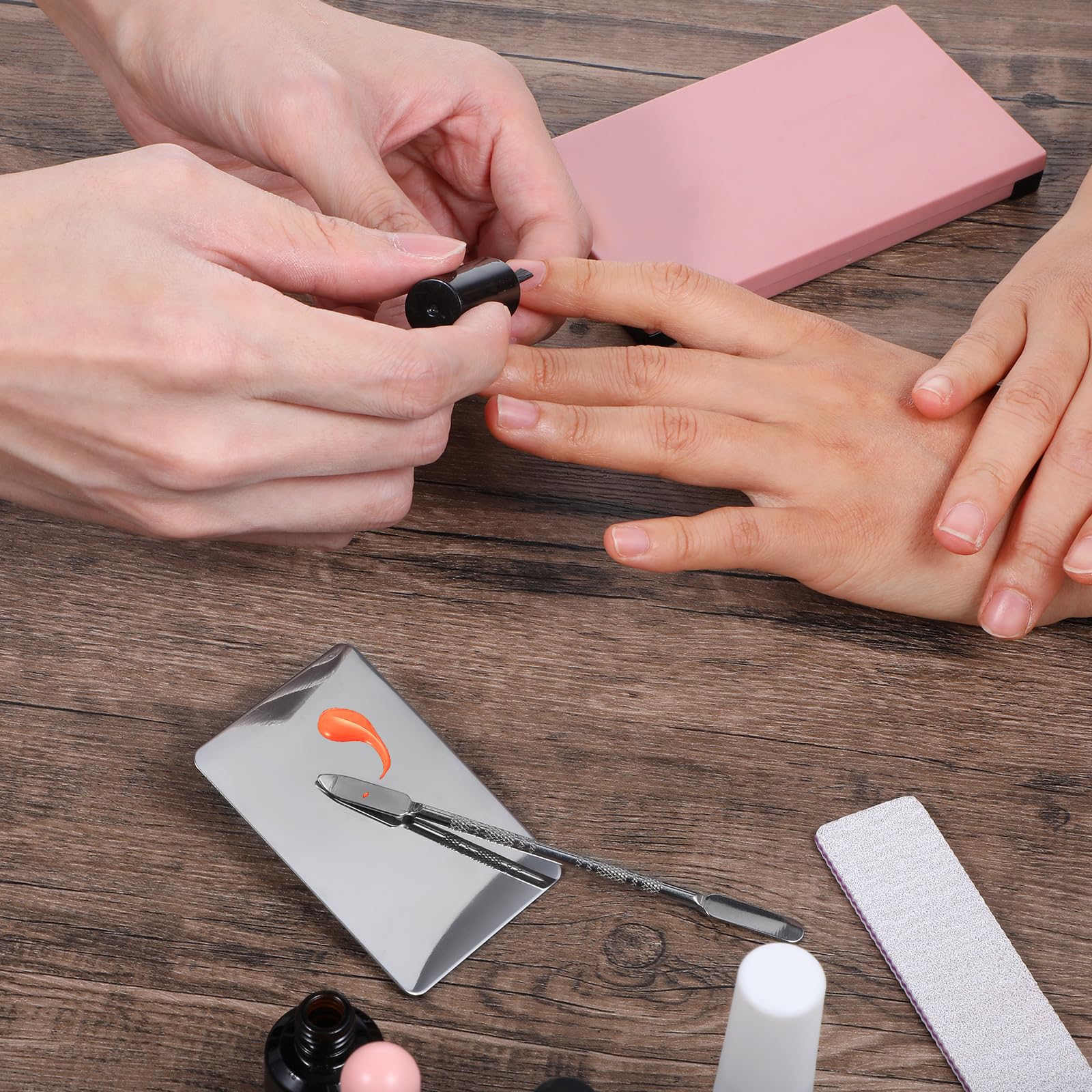 Molain Tavolozza per trucchi, in acciaio inox, spatola, cosmetici, trucco, tavolozza di miscelazione cosmetica con spatola, tavolozza cosmetica per fondotinta, nail art occhi