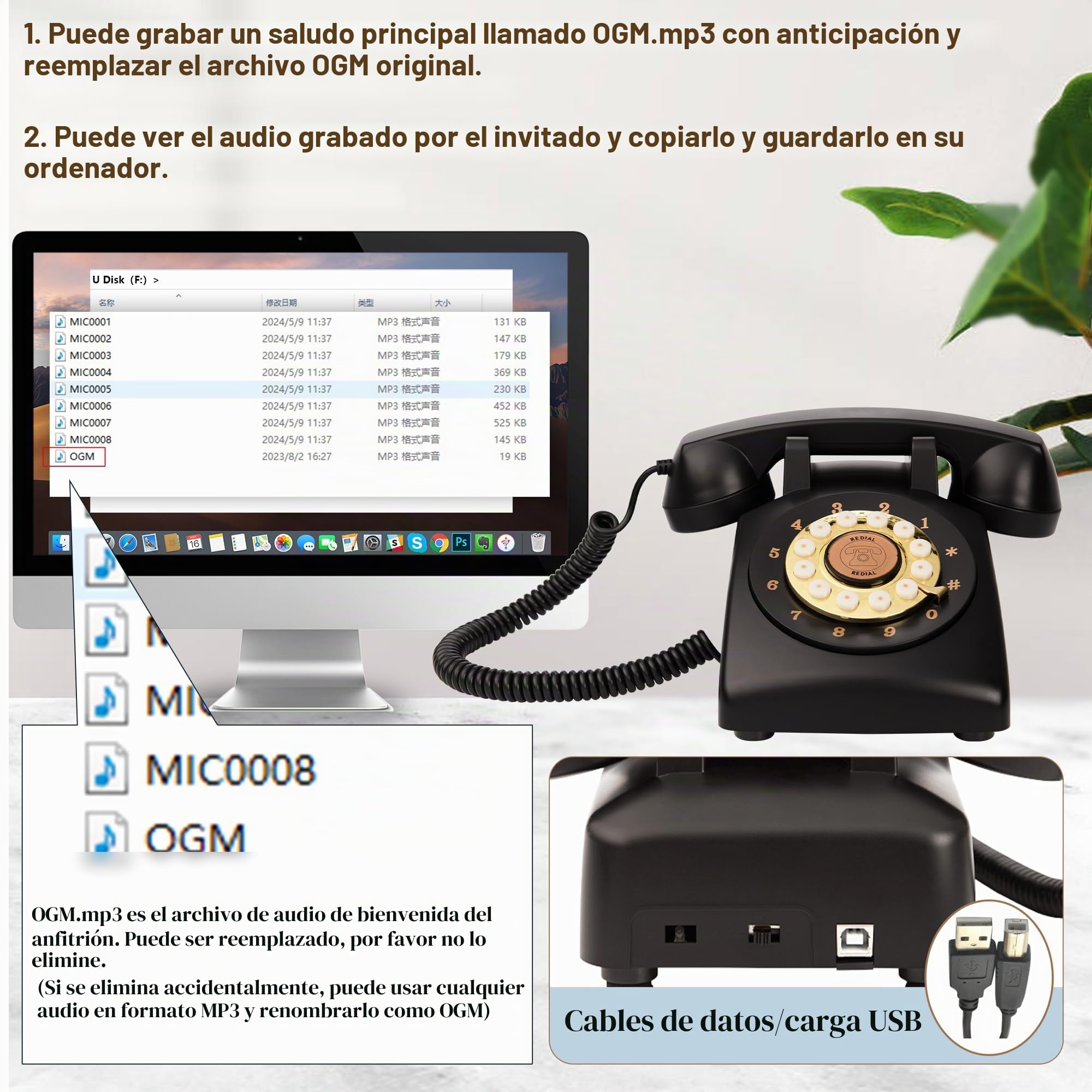 Libro de invitados de audio, teléfono de boda, 32 GB de memoria, mensajes de audio personalizados, volumen ajustable, con función de reproducción de mensajes, adecuado para todo tipo de