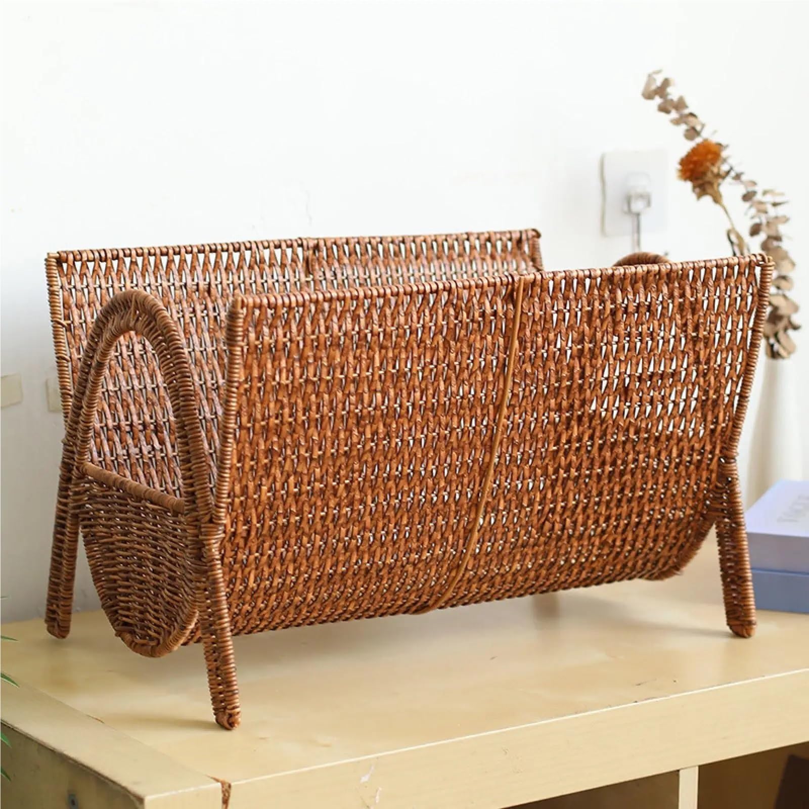 hand woven magazine holder Porte-revues imitation rotin