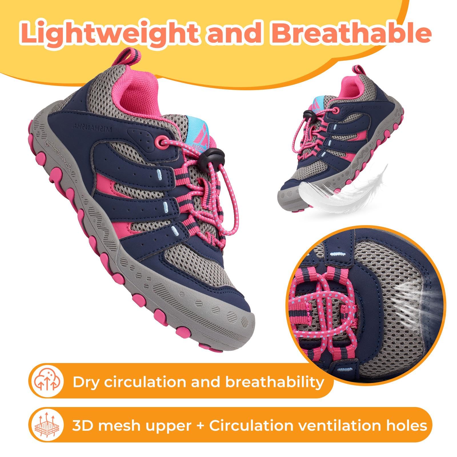 Mishansha Baskets Enfant Fille Chaussure Randonnée Respirant Chaussures de Marche Outdoor Sneakers GR.24-38
