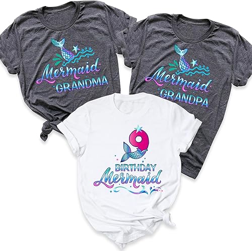 Family Mermaid Birthday Theme T-shirt, Custom Matching Any Age B-day Party Outfits, Gift For Birthday Girl, Funny Birthday Girl Shirt, Sister