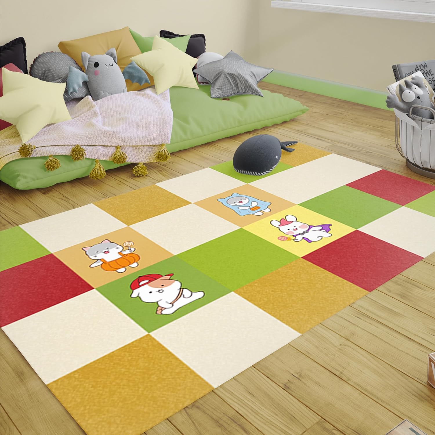 20Tiles Removable Carpet Squares, 16x16 Soft Padded Non-Adhesive Carpet Tiles, 0.35" Pile Height with Non-Slip Backing for Home Office, Living Room, Bedroom(Pets Pattern)