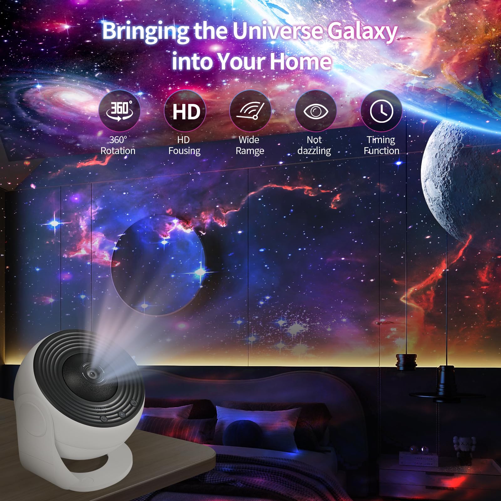 Comius Sharp Proiettore Stelle Soffitto, Planetario Proiettore Bambini Realistica Cielo Stellato Con 12 Dischi Film, Proiettore Soffitto, Luce Notturna Bambini Lampada Notturna, Regalo Per Bambini