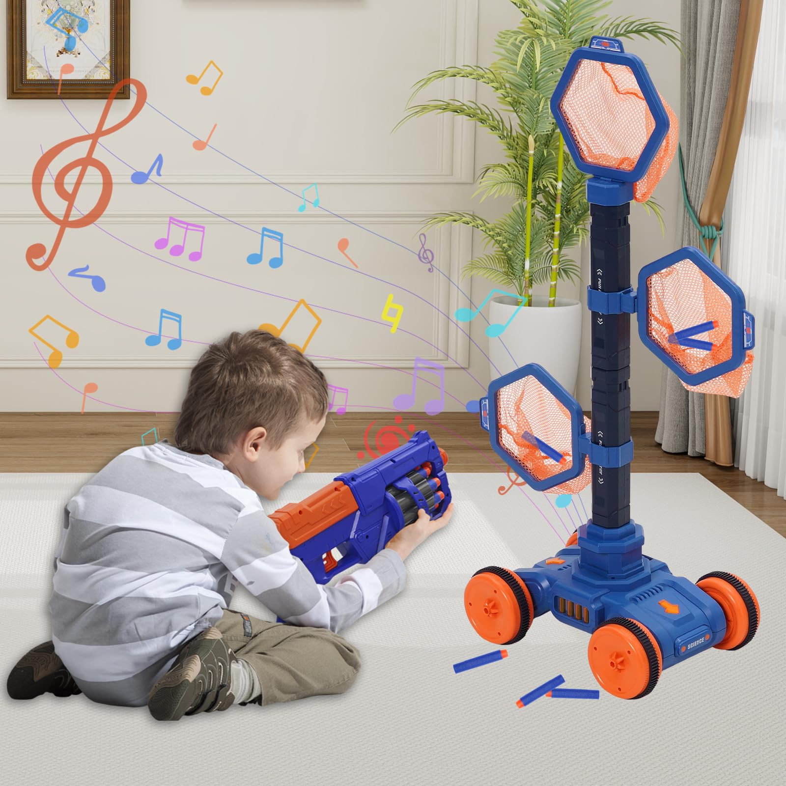 tiro al Bersaglio Bambini con Pistola 6 Freccette in Schiuma Rimovibile Altezza Regolabile Regalo Bambino 4 5 6+ Anni Maschio