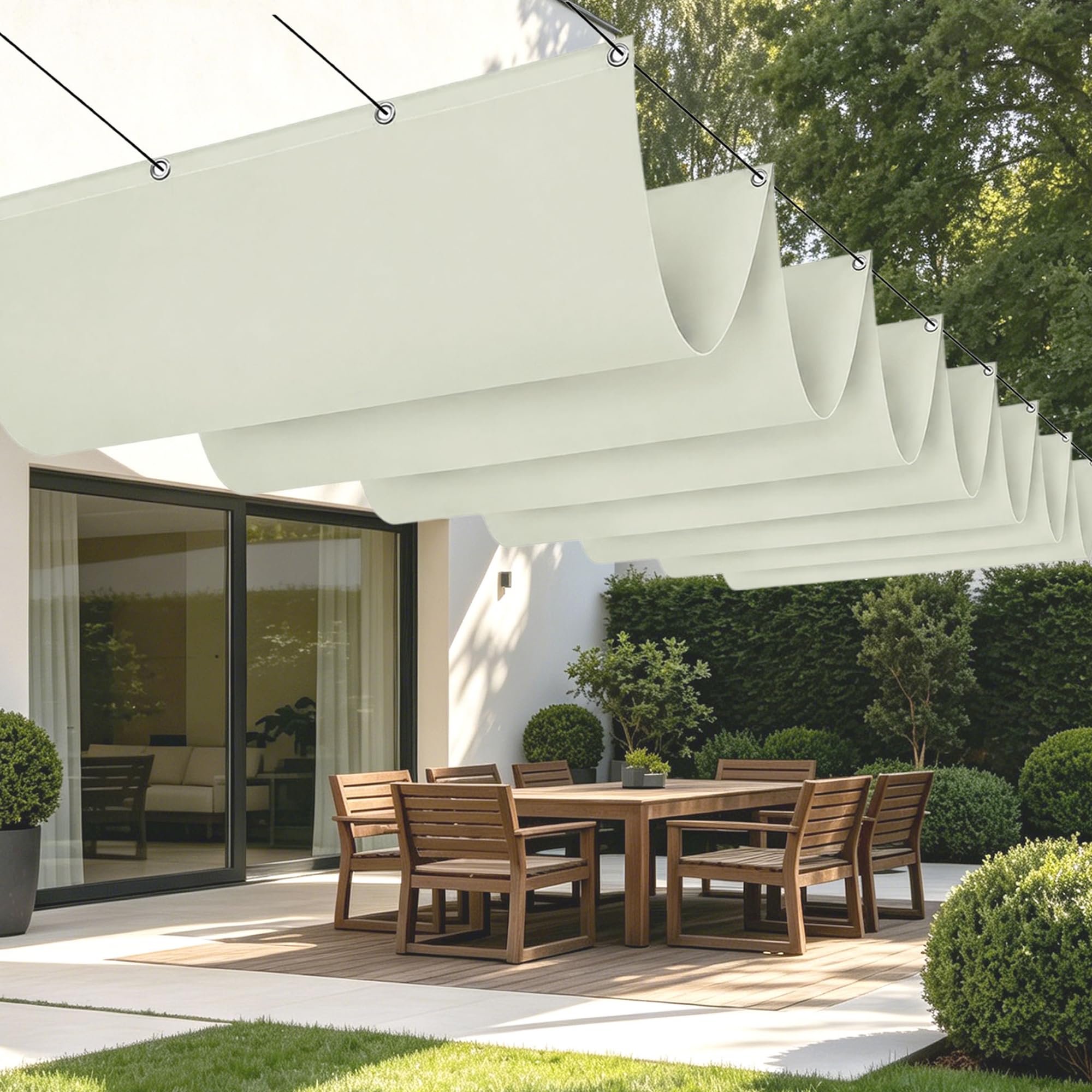 Voile d'ombrage imperméable et anti-UV 6x5,4m avec œillets pour une fraîcheur durable