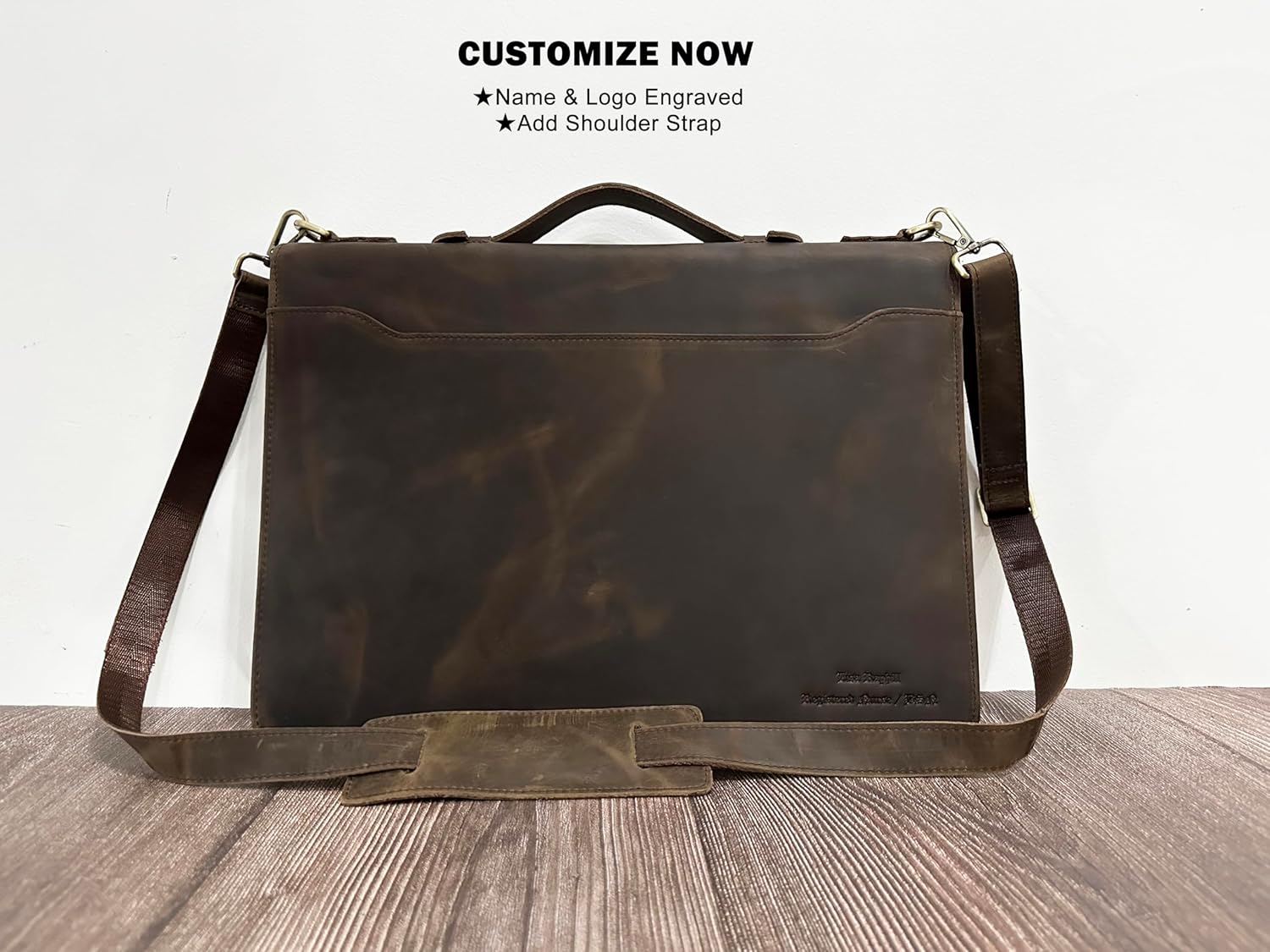 Personalized Padfolio for Men, 8.5 × 14” Legal Size Portfolio Organizer, Leather Binder 3 Ring, Leather Clipboard for Women, Leather Portfolio with Handle for 15-inch Laptop (Non-Custom. Dark Khaki)