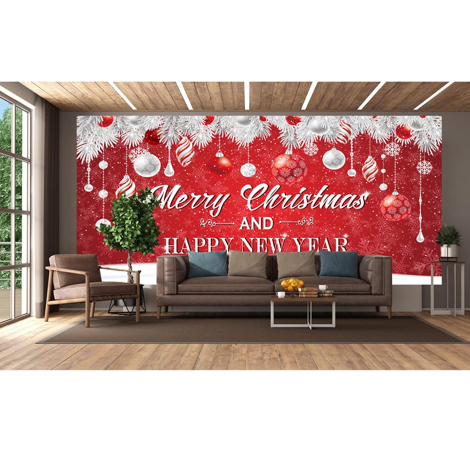 Toile De Fond De Noël Géante Pour Porte De Garage 200x150 Cm - Décoration Extérieure Festive