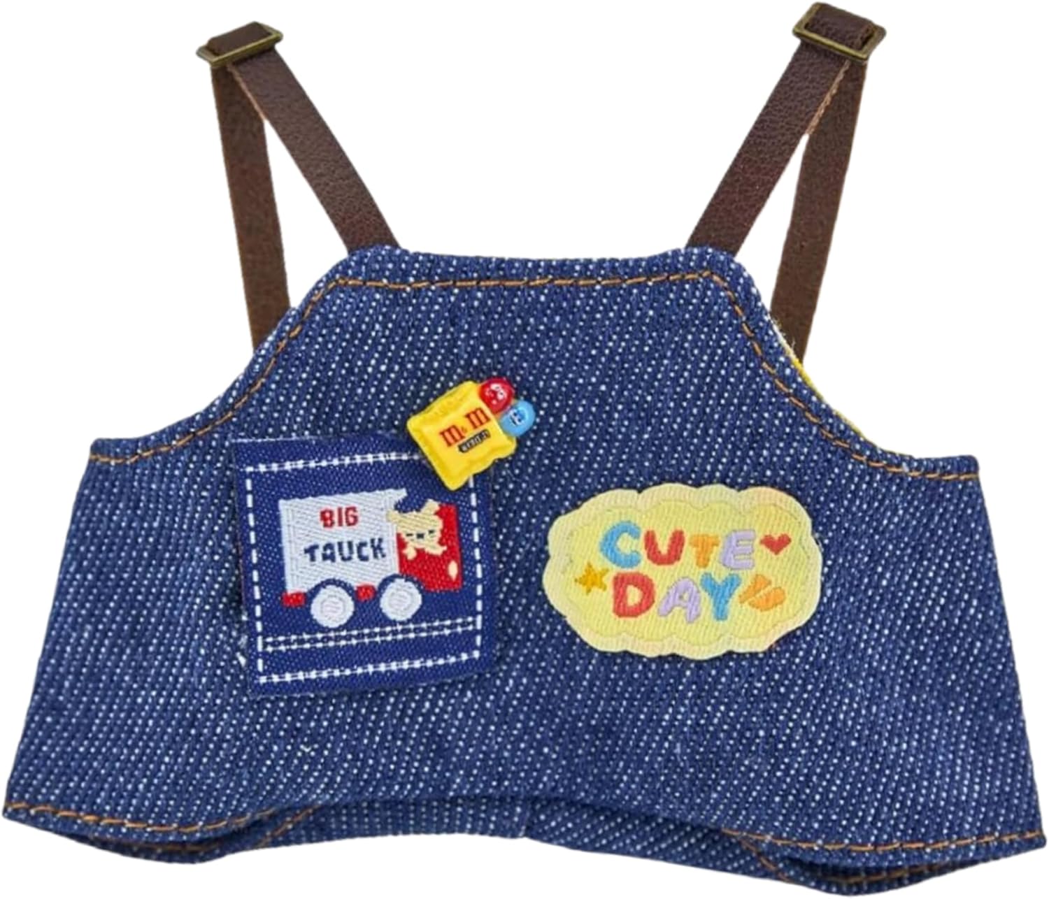 Doll Clothes for Labubu,5Pcs Cute Labubu Clothes Set,Including Cute Denim Overalls, Yellow Top, Red Hat, Sunglasses and Mini Labubu Cup,17cm Labubu Accessories(no Doll)