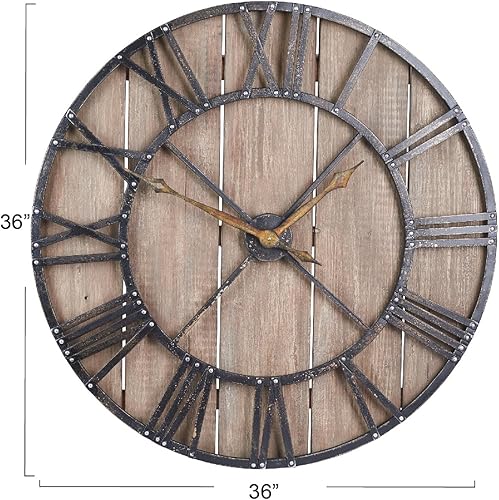 Miniatura 2 de Household Essentials reloj de pared decorativo de tamaño enorme y estilo rústico