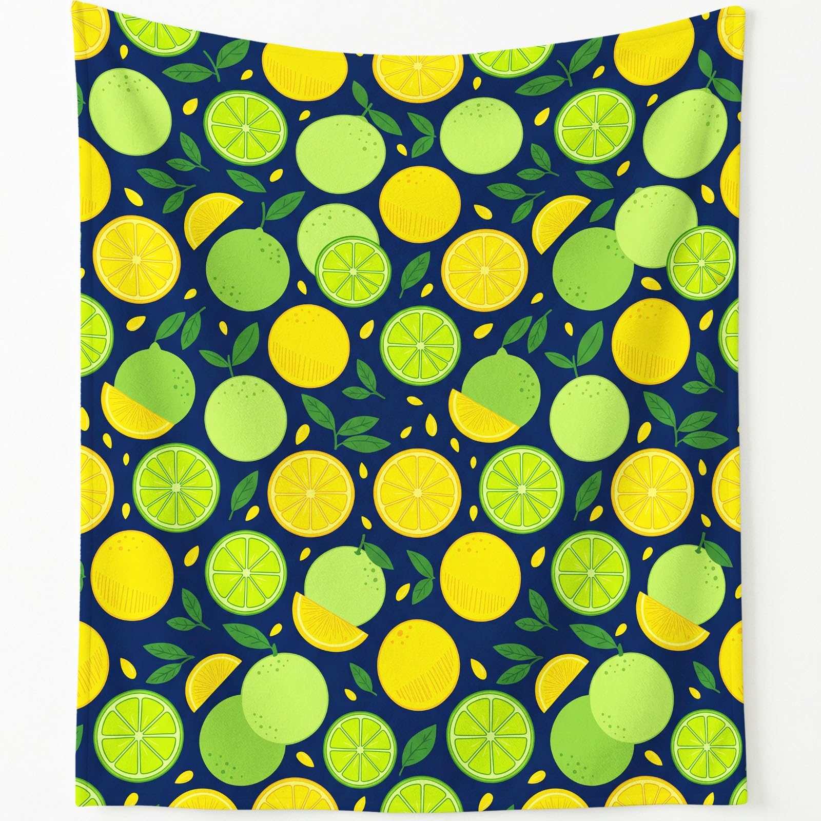 Generisch Koc polarowy, tropikalny, żywy owoc cytrusowy, owoce, 180 x 200 cm, koc na kanapę, puszysty koc z mikrofibry, narzuta na sofę do sypialni