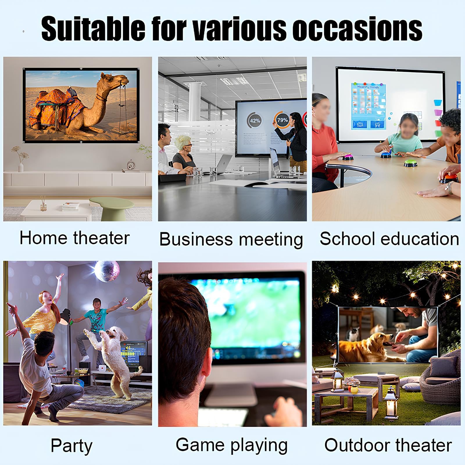 16:9 4K Full HD Schermo per Proiettore 60-150 Pollici per Esterni Interno Home theater, Telo Proiettore Portatile, Anti Rughe Pieghevole(120inch (16:9))
